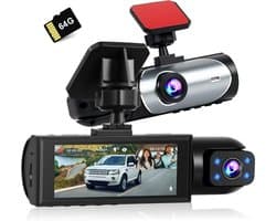 Dashcam - IPS-scherm - Full HD 1080p - Dubbele lens voor en achter - Voor alle voertuigen