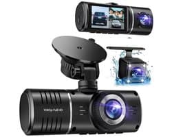 GELLDG Dashcam Voor & Achter - 3-Kanaals Autoritrecorder - 2.45 Inch Scherm, Zonder Geheugenkaart - Nachtzicht, HDR, G-Sensor, 24Uur Parkeermodus - Geschikt voor Auto en Bestelwagen - Kunststof Behuizing - Afmetingen 12x3x3.5cm