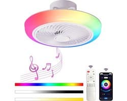 Smart Lamp Ventilator - Met Afstandsbediening en APP - Plafondventilator - 45 cm - Wit - Keuken Lamp - Woonkamerlamp - Moderne lamp