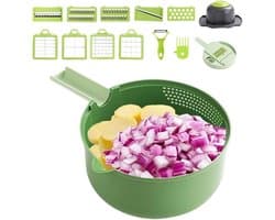 Groentehakker Snijder - Keukenmachine Gadget - Maaltijd Voorbereiden - 16-in-1 Systeem - 20x20x13 cm - Grijs