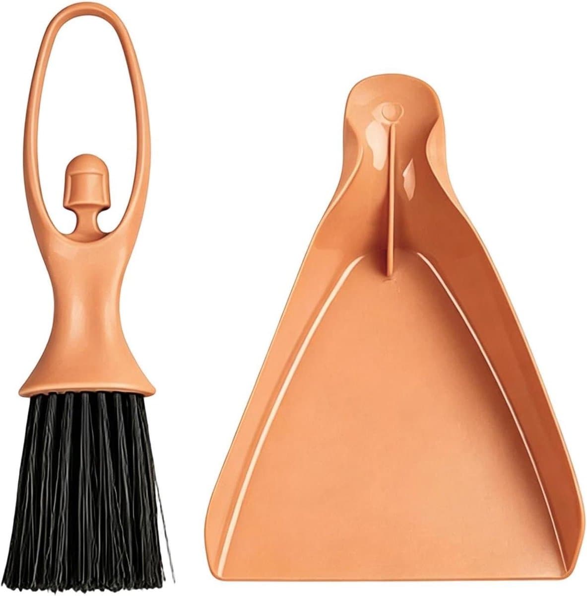 Handbezem en Stoffer - Mini Bezem Set - Snel Opruimen - Ergonomisch Ontwerp - 11x23.5 cm - Oranje — afbeelding 1