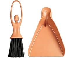 Handbezem en Stoffer - Mini Bezem Set - Snel Opruimen - Ergonomisch Ontwerp - 11x23.5 cm - Oranje
