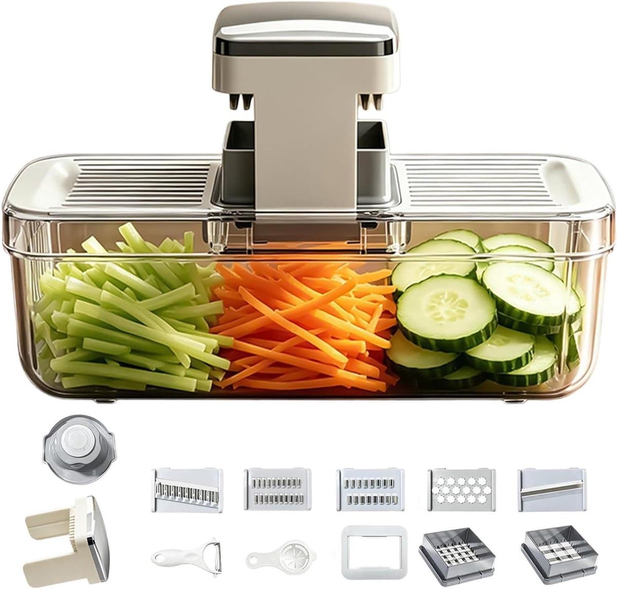 Groentesnijder Met Bak - Keuken Snijder Voedselsnijder - Maaltijd Voorbereiden - Veelzijdig Snijsysteem - 30 x 15 x 10 cm — afbeelding 1
