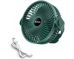 Draagbare campingventilator, oplaadbare ventilator op batterijen met haak, USB-ventilator met ophangkoord