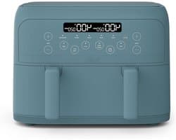Luchtfriteuse Dubbele Mand - Heteluchtfriteuse Airfryer - Maaltijden Bereiden - Afneembare Scheidingswand - 4 Quarts - Blauw