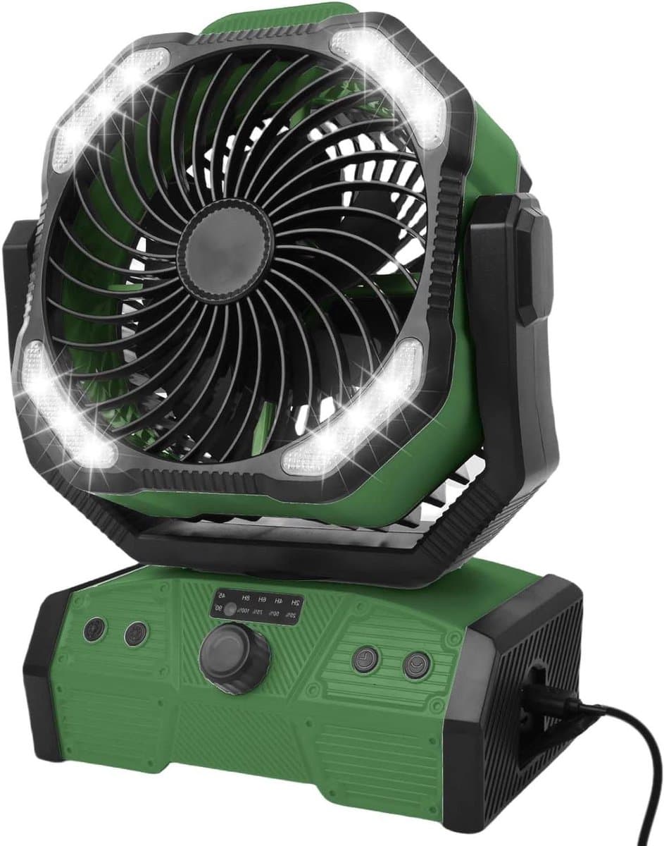 Krachtige Draagbare Oplaadbare Ventilator met Afstandsbediening en LED — afbeelding 1