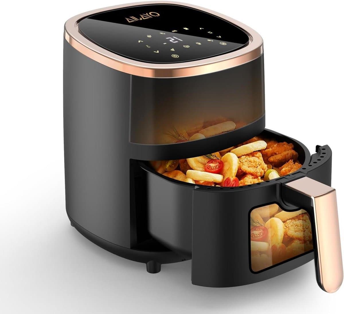 Heteluchtfriteuse - Airfryer Compact - Gezond Frituren - Kijkvenster - 34 Liter - Zwart — afbeelding 1