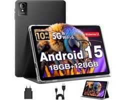 SnelShoppen - Tablet 10 Inch Android 15 | Octa-Core 18GB RAM 128GB ROM 1TB TF | HD IPS Scherm 5MP + 8MP Camera | WiFi 6 Bluetooth 5.0 | Ideaal voor Mu