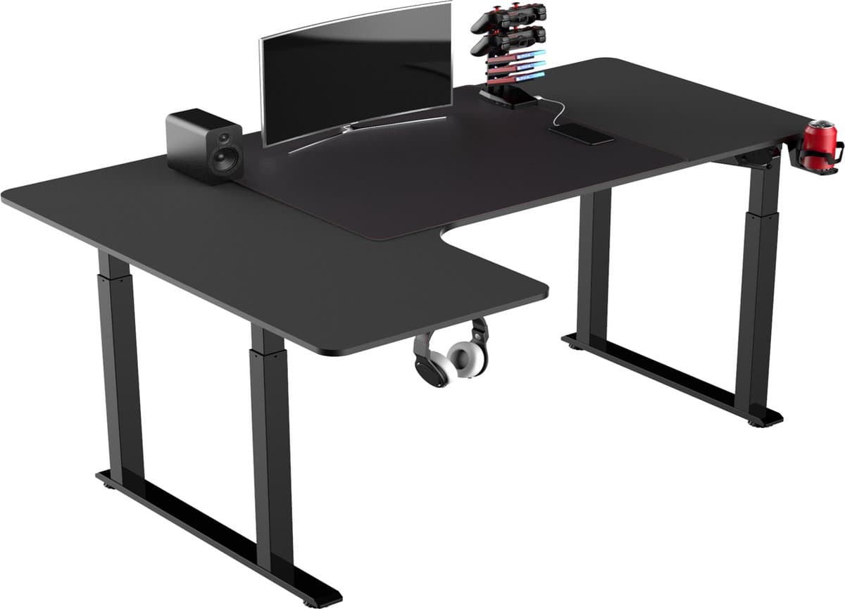 Bureau zit sta elektrisch hoogte verstelbaar- hoekbureau L vormig - game bureau - kantoor werkplek bureau ergonomisch - game desk - 180 cm breed — afbeelding 1