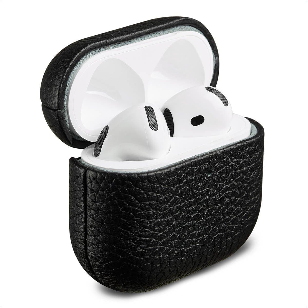 Accezz Echt Leren Case - Hoesje geschikt voor AirPods 4 / 4 met ANC / 5 / 5 met draadloze oplaadcase - Zwart — afbeelding 1