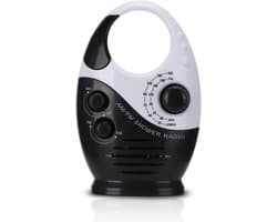 Waterdichte doucheradio, Multifunctionele draagbare AM/FM-radio met haak, ingebouwde luidspreker, op batterijen werkende radio voor badkamer, keuken en buitengebruik Dagelijks waterdicht,Zwart - Cyslmuk®