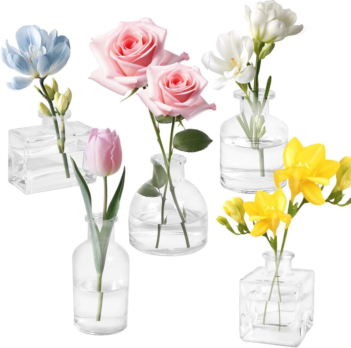 5 glazen mini-vazen - 125 ml tafelvazen voor bloemdecoratie - vaatwasmachinebestendig — afbeelding 1