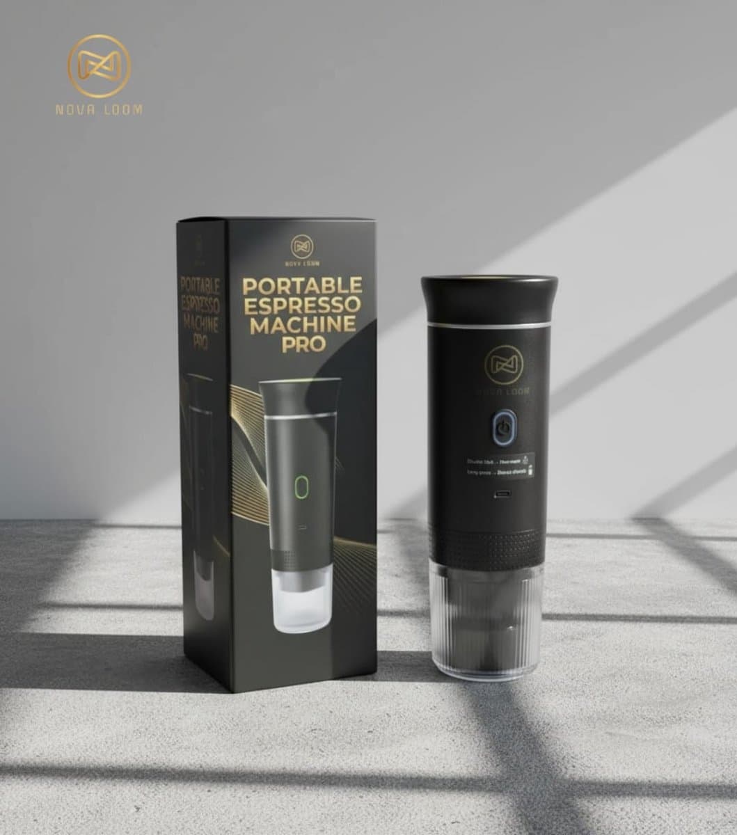 Nova Loom - Draagbaar Espressomachine Pro voor auto, thuis en camping - Multifunctionele 3-in-1 draagbare elektrische reiskoffieapparaat - Capsule, cups en Poeder - Zwart - draadloos - makkelijk oplaadbaar — afbeelding 1
