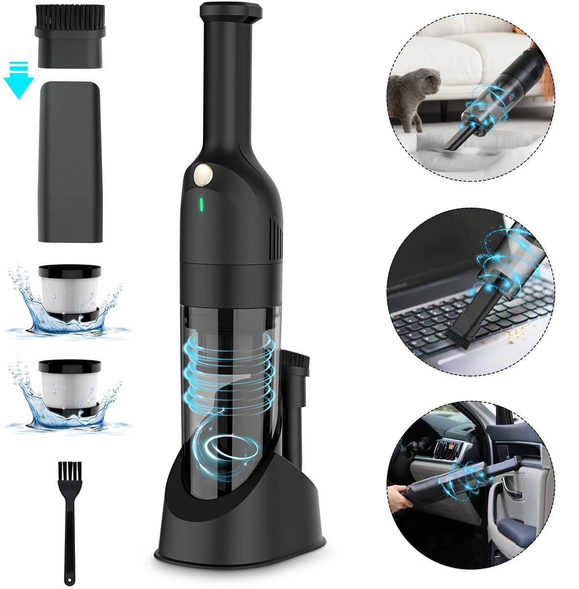 Grenintol H6X - Handstofzuiger Oplaadbaar - Kruimelzuiger Snoerloos - Auto Stofzuiger Draadloos - Krachtige Zuigkracht 25000Pa - Voor Thuis & Auto - Opzetstukken en Extra HEPA Filter - Compact - Geschikt Voor Huisdierharen — afbeelding 1