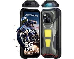 DOOGEE VMAX Play 5G - Robuuste Smartphone - Robuuste Telefoon - 36GB RAM+512GB ROM - 100 LM projector - 1200 Lumen Campinglamp - 20500mAh/45W - 6,78 inch FHD+ 120Hz - 200MP AI Camera - 20MP Nachtzicht - Android 15 - IP68 NFC - GPS - Zwart