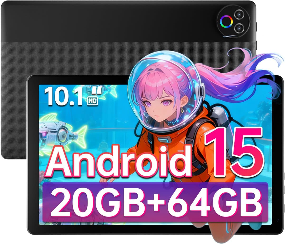 Hotlight KB1001 - Android 15 - 10.1 inch- 5000mAh - 20(3+17)GB RAM - 64GB ROM - Bluetooth 5.4 - WIFI 6 - Zwart — afbeelding 1