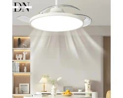 Deniva - Plafondventilator Met Verlichting - Afstandsbediening - Verstelbare Verlichting/Snelheid - Energiebesparend - 121Cm - Wit