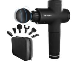AJ-Sports Massage Gun - Massage Pistool - Massage Apparaat - 6 opzetstukken - Inclusief Koffer - Zwart - Draadloos - Krachtig