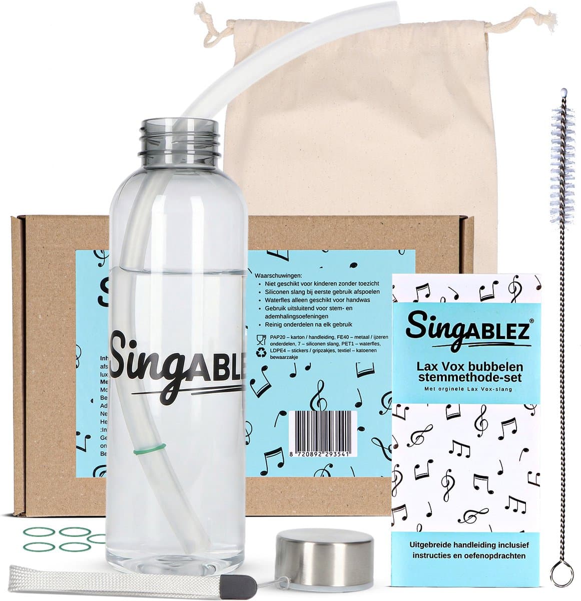 Singablez® Complete Lax Vox Set - Bubbelen Stemmethode - Originele Siliconen Slang - (35 cm) - Stem Zangslang - Slang Voor Zang - Bubbel Rietje - Samengesteld Door Zangcoach - Uitgebreide Handleiding — afbeelding 1