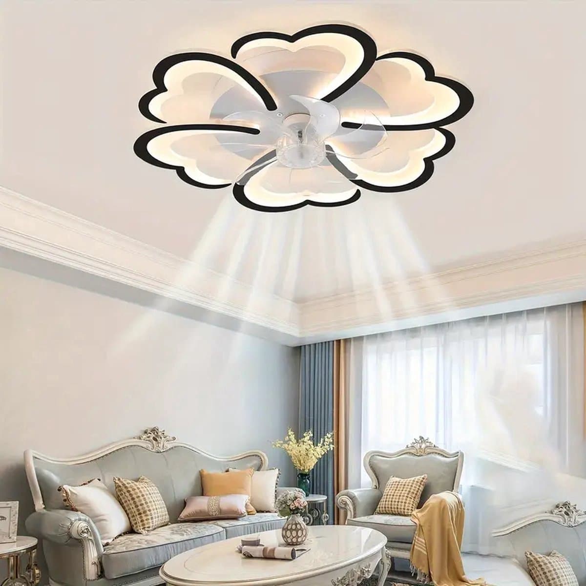 Moderne Kroonluchter Plafondventilator – Smart Dimbare LED Lamp met Afstandsbediening & App – Kristal Ontwerp – 105 cm – Chroom — afbeelding 1