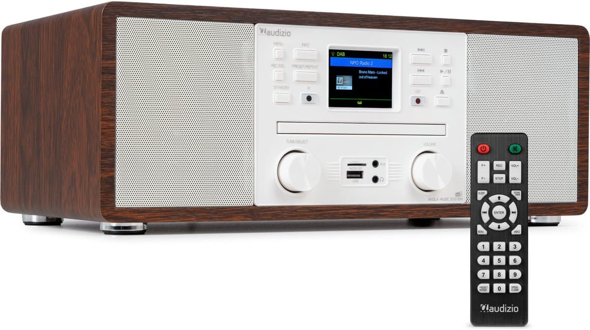 Internetradio - Audizio Avola alles-in-één radio met Bluetooth - DAB+/FM - CD speler - Wit — afbeelding 1