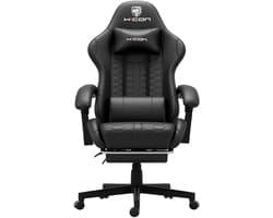 HICON® Gamestoel – Gaming Stoel – Gaming Chair met Voetsteun | Ergonomische Bureaustoel - Lambeth Zwart