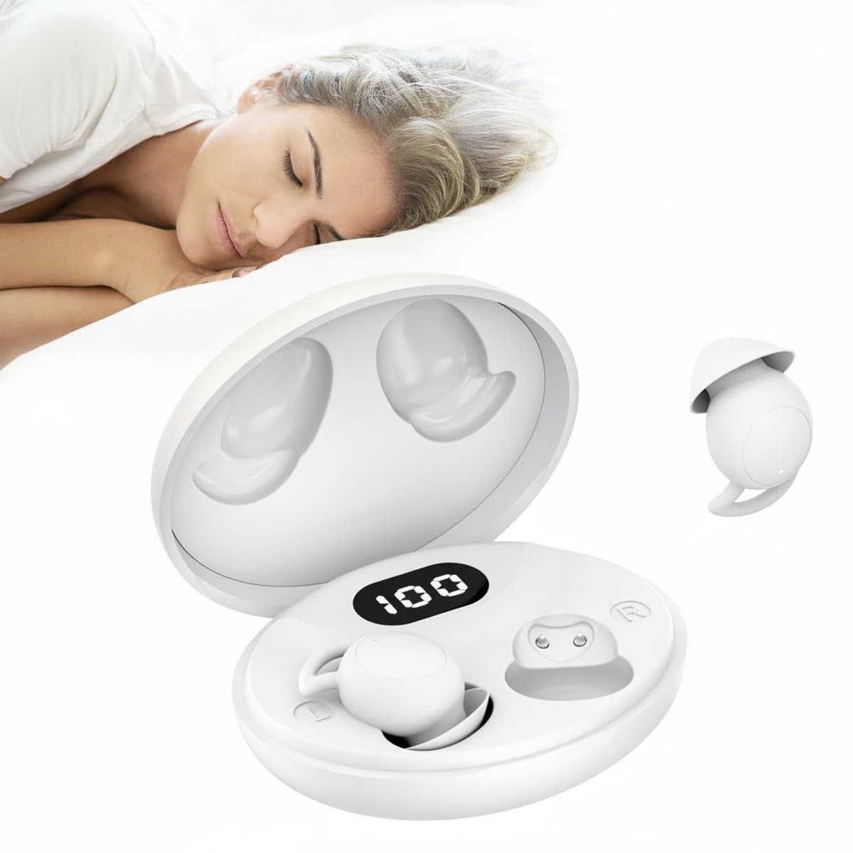 De Beste Gadgets Draadloze Slaap Oordopjes – Bluetooth Sleep Earbuds – Comfortabel voor Zijslapers – Kleine oordopjes - Kleine Oortjes – Noise Blocking – IPX6 Waterbestendig – Tot 20 Uur Batterij - MyN6 - Wit — afbeelding 1