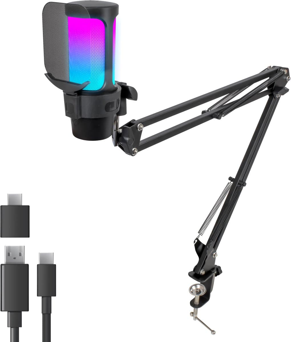 Nuvance Microfoon met Arm - Gaming Microfoon incl. Usb-c Converter - Microfoons met Ruisonderdrukking - Voor Pc en Console - Rgb — afbeelding 1