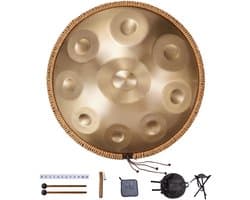 VEVOR Handpan Drum, 55 cm, 9-Toons Stalen Tongtrommel, 432 Hz, D Mineur, met Geweven Randbescherming, 2 Stokken & Draagtas, Kleurvast Percussie-Instrument voor Professionele Uitvoeringen