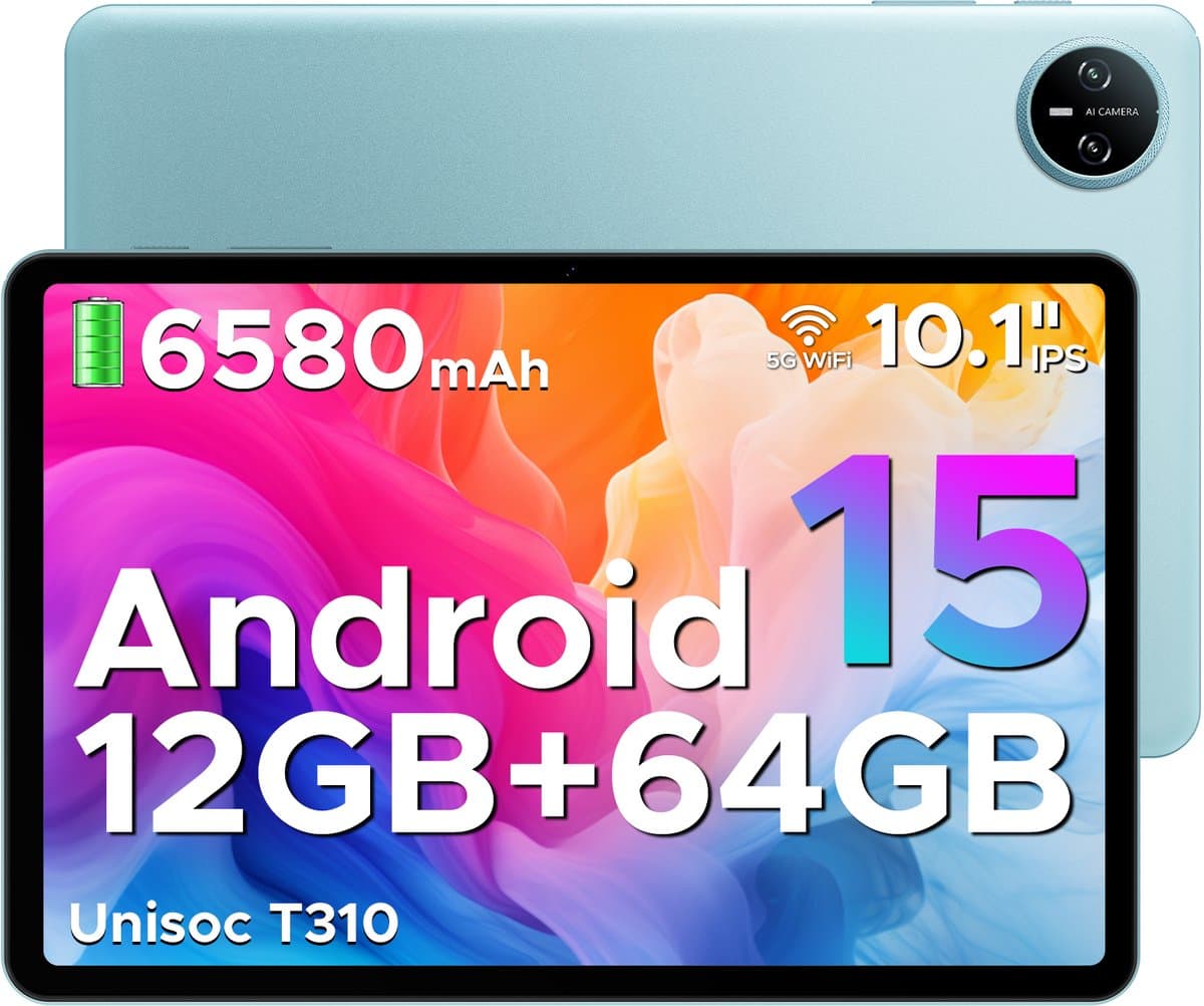 DOOGEE TAB A9 - Tablet - Android 15 - 12GB RAM + 64GB ROM(2TB/TF) - 10 Inch - 6580 mAh - 5G WiFi - Tablet Unisoc T310 - Dubbele Luidspreker - 3,5 mm aansluiting - Face ID - Blauw — afbeelding 1