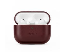 DECODED Leren Hoesje voor AirPods Pro 3 - Airpods Pro 3 Case - Premium ECCO-leer - Geschikt voor Magsafe - Draadloos Oplaadbaar - Indicatie Lampje - Krasbestendig - Burgundy Rood