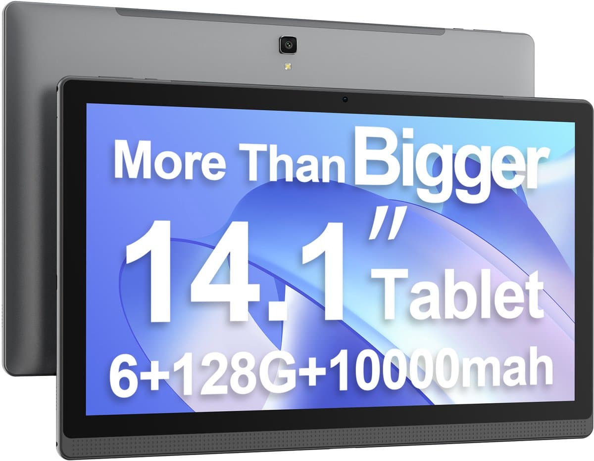 MESWAO B1 Tablet - 14,1 inch 1920*1080 IPS-scherm - MTK6769 8 Cores - 6 GB RAM 128 GB ROM - Android 13 - 13MP + 5MP camera - 10000 mAh batterij - Grijs — afbeelding 1