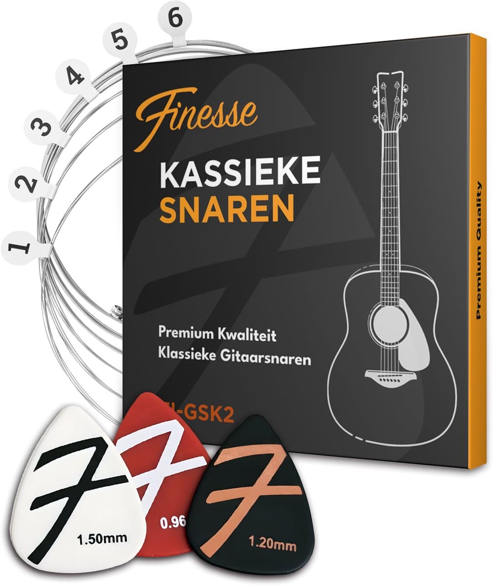 Finesse Gitaarsnaren Akoestische Gitaar - Klassiek - met Plectrums - .010 tot 0.46 - Gitaar Snaren — afbeelding 1
