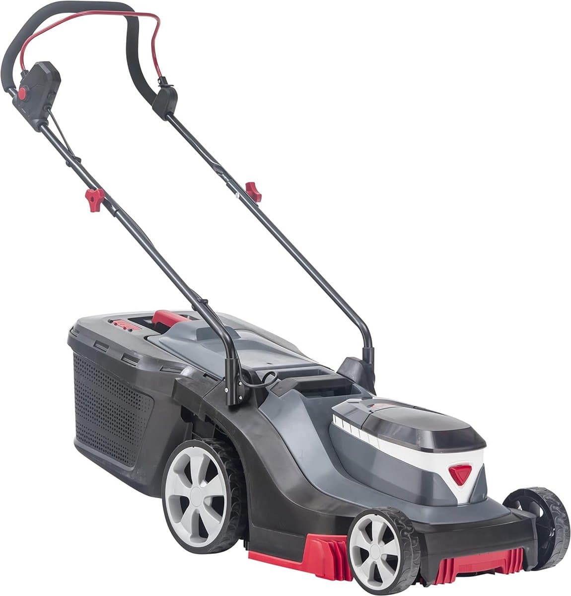 Accugrasmaaier - Elektrische maaier - Gazon onderhoud - Compact en lichtgewicht - 38 cm maaibreedte - Zwart grijs — afbeelding 1