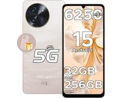 DOOGEE Note 59 Pro 5G - Smartphone - Mobiele Telefoon - 32 GB RAM+ 256 GB ROM (2TB/TF) - Android 15- 6,75 inch HD & 120Hz IPS - 6250 mAh - UNISOC T8200 - AI camera - Face ID - Widevine L1 - Goud