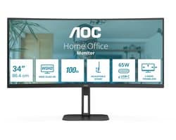 AOC V5 CU34V5C - QHD Curved Ultrawide Monitor - USB-C - 65w - 100hz - 34 inch