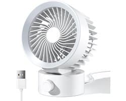 Ventilator - Tafelventilator - Handventilator - Mini ventilator - USB-bureauventilator - kleine ventilator voor op het bureau - krachtige luchtstroom - traploos instelbaar - Ultrastille koeling - Werkt op USB-voeding - Voor thuis - kantoor - Wit