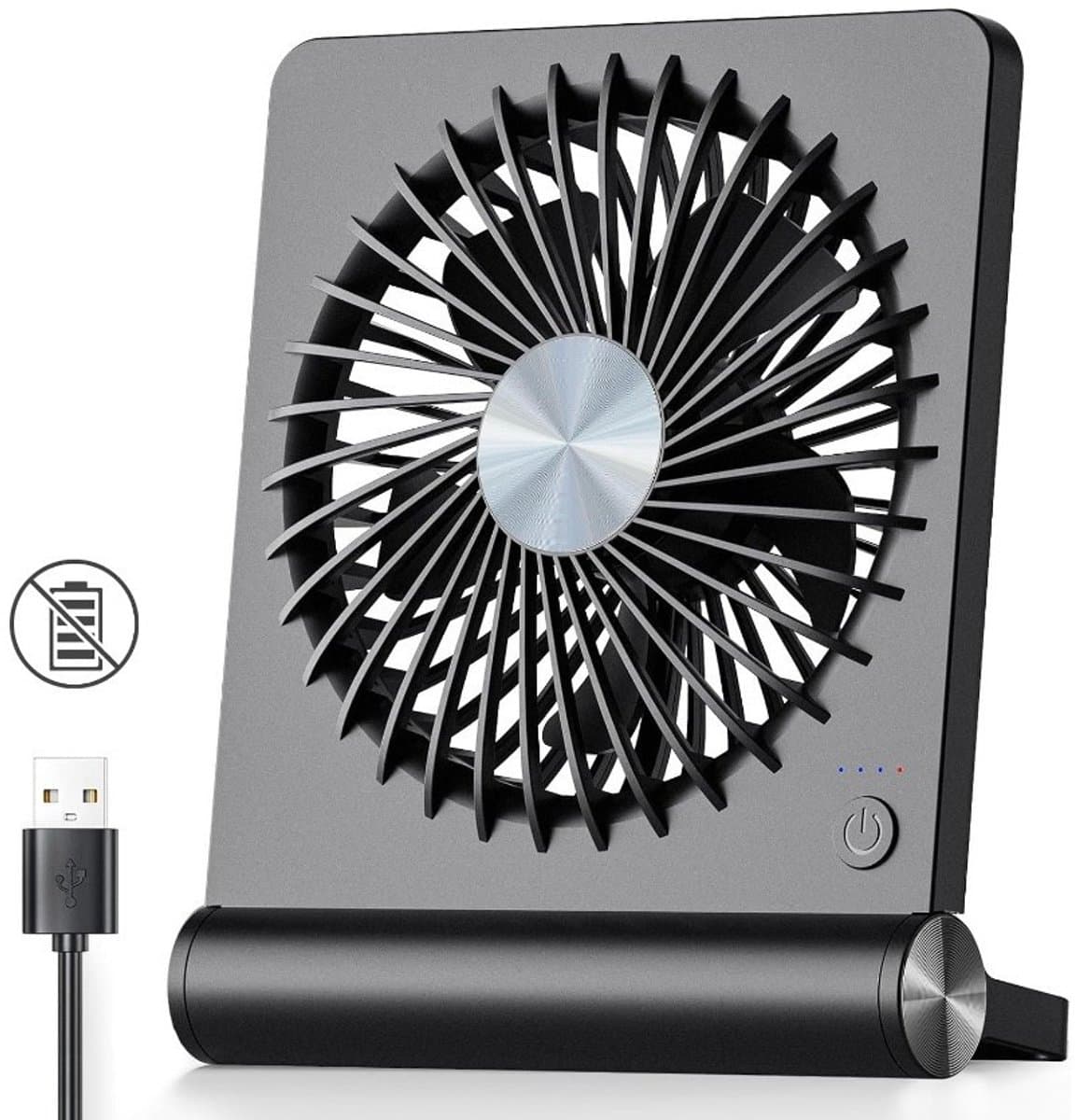 Zwarte ultradunne mini-desktopventilator, draagbaar, opvouwbaar, USB-handventilator, klein, krachtige wandmontage USB-ventilator — afbeelding 1