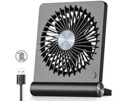 Zwarte ultradunne mini-desktopventilator, draagbaar, opvouwbaar, USB-handventilator, klein, krachtige wandmontage USB-ventilator