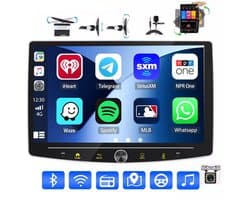 ESSGOO 1DIN Autoradio auto met 10,1 Inch 360° draaibaar scherm - autoradio geschikt voor CarPlay en Android auto - Android 15 4 + 64 GB - Bluetooth FM RDS - multimediaspeler - 12LED-achteruitrijcamera - microfoon