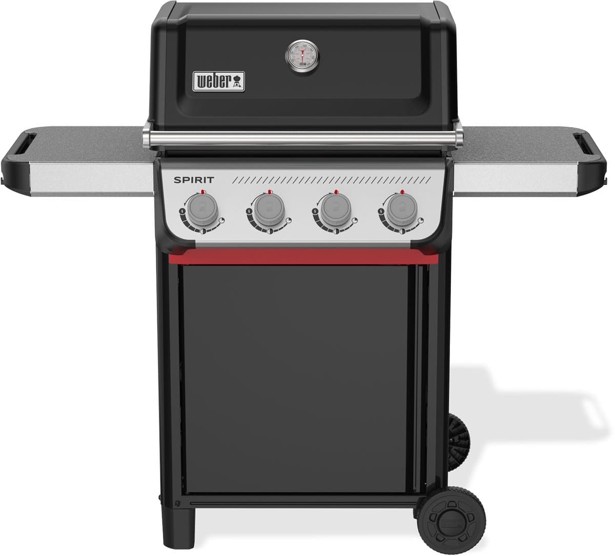 Weber Spirit E-410 - Gasbarbecue - Zwart - 4 Branders met 8,2 kW vermogen - Porselein geëmailleerde gietijzeren grillrooster - 2 Zijtafels - 2 Duurzame wielen - Kast met deur — afbeelding 1