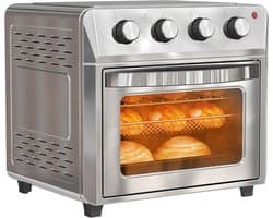 Mini Heteluchtoven met 24L Inhoud en 1600W Vermogen - RVS Zilver