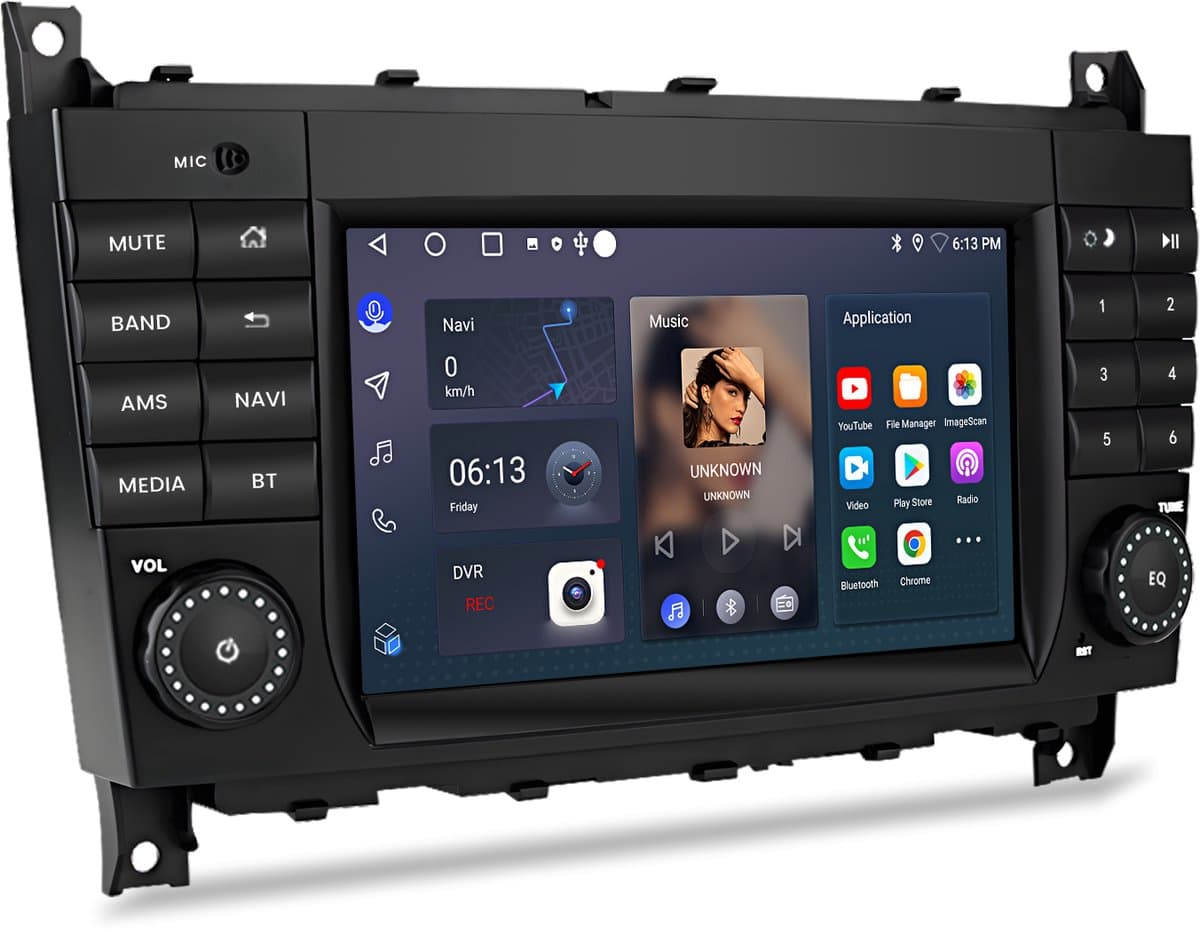 Junsun Andriod 15 Autoradio - Geschikt voor Mercedes-Benz C/CLK/CLC Klasse W203 W209 accessoires - Draadloze CarPlay & Andriod Auto, DAB+, GPS-Navigatiesystem, Bluetooth, WIFI, 7-inch Touchscreen, 2GB+32GB, DSP, Quad-core processor — afbeelding 1
