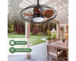 LED-verlichting - Plafondlamp met ventilator en licht - 51 cm plafondventilator met licht - Timerfunctie - 18W LED-lamp - 5 ABS-ventilatorbladen - DC-motor en ophanghaak - Geschikt voor buiten, terrassen en pergola's