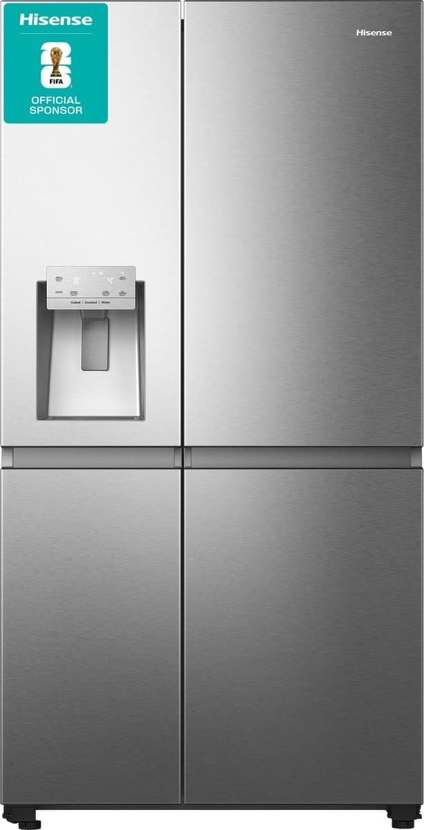 Hisense RS818N4IID Amerikaanse koelkast – 632L – RVS – Water- en ijsdispenser – No Frost – Stil (35dB) – Inverter compressor – Energielabel D – Vaste wateraansluiting — afbeelding 1