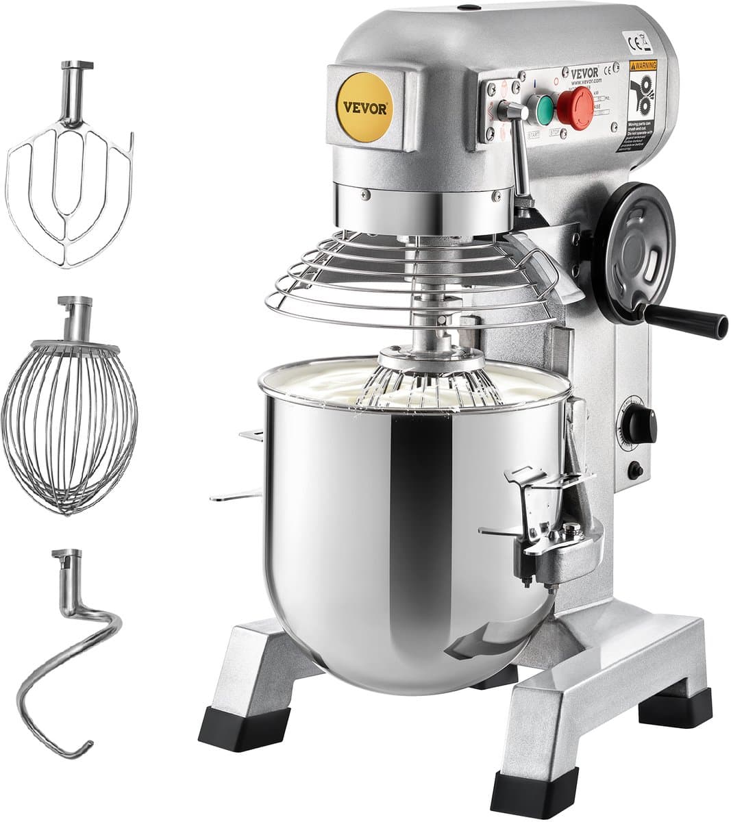 VEVOR Keukenmachine, CommerciëLe Kneedmachine met 30 Qt RVS Kom, 1500 W Zware Elektrische Keukenrobot 3 Snelheden 108/199/382 RPM, Deeghaak Klopklopper Inbegrepen, Staande Mixer voor Bakkerij Pizzeria — afbeelding 1