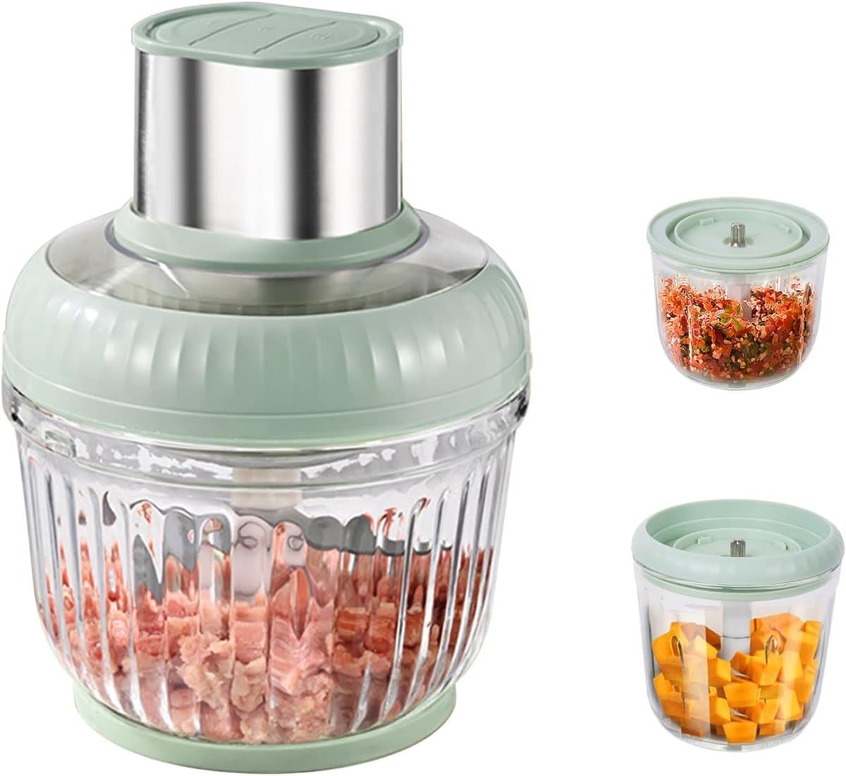 Elektrische Keukenhakmolen - Keukenmachine Mixer - Snel Ingrediënten Hakken - Drie Maten 400W Vermogen - 2.5L 0.8L 0.5L - Groen — afbeelding 1