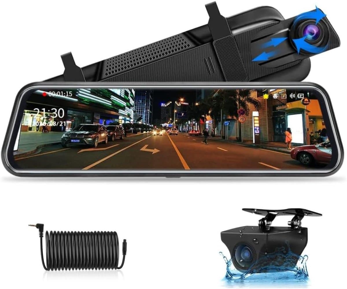 Aura® Dashcam Voor en Achter - Dashcam - Parkeermonitor - Nachtzicht - Zwart- 35cm x 12cm x 9cm — afbeelding 1