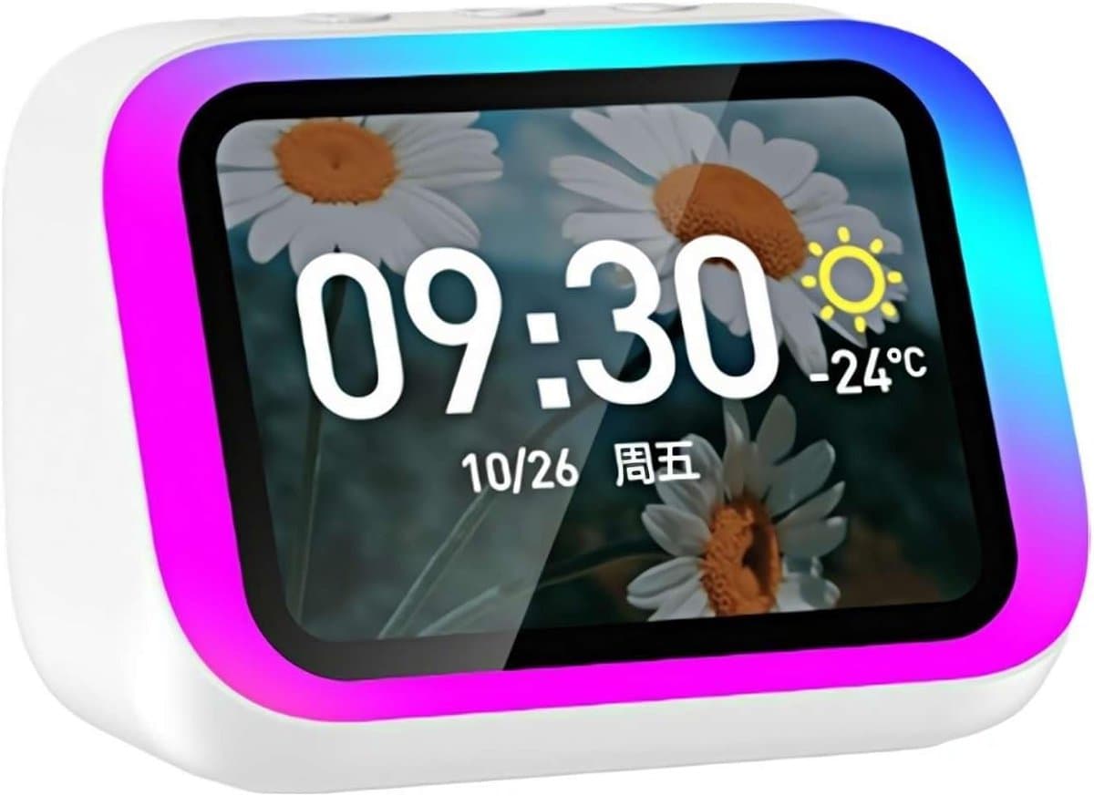 Slimme Wekker - Digitale Klok - Nachtkastje Opladen - AI Stemassistent - HD Groot Scherm - Wit — afbeelding 1