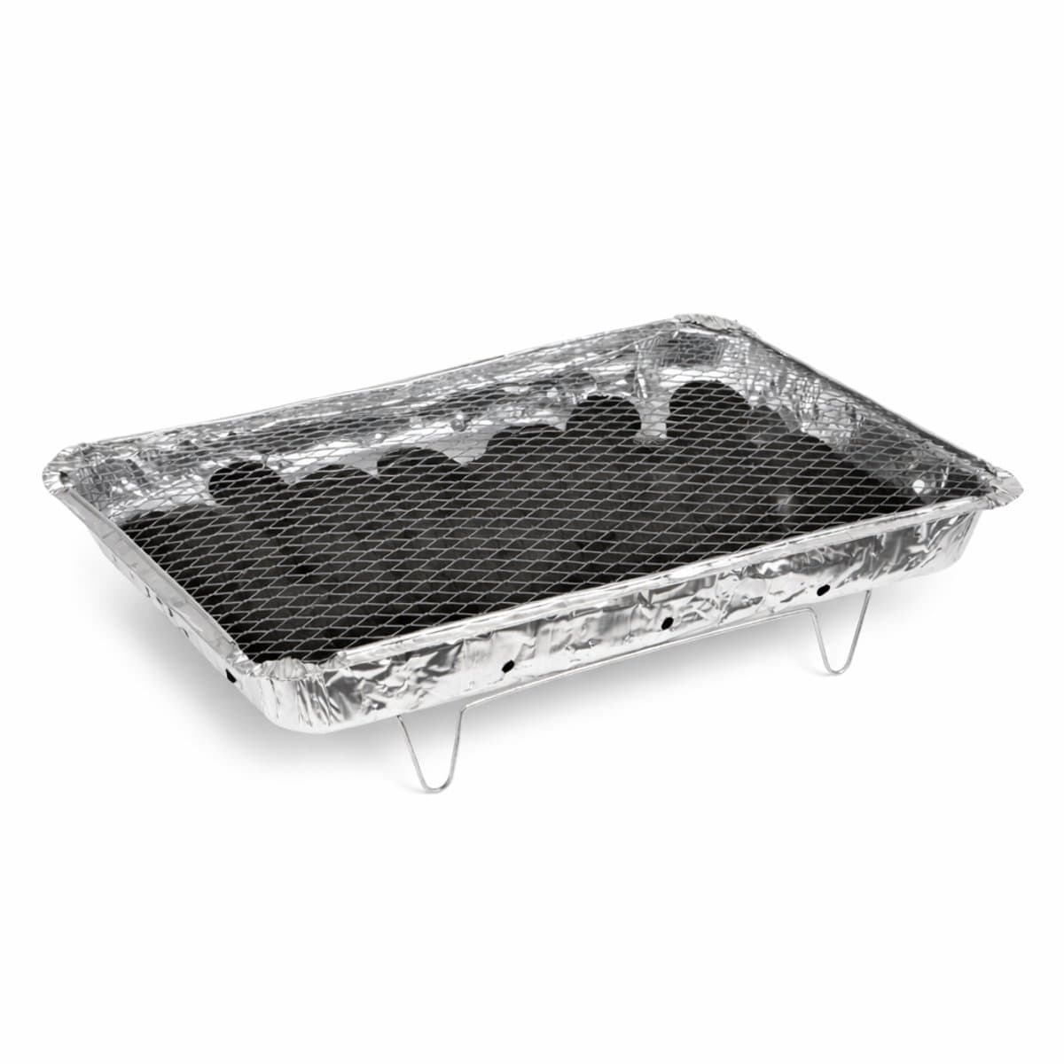 XXL Wegwerp Barbecue – 48 x 31 cm – Inclusief Briketten en Standaard – Wegwerp BBQ – Tafel BBQ voor Camping of Picknick – Houtskoolbarbecues – Zilver — afbeelding 1